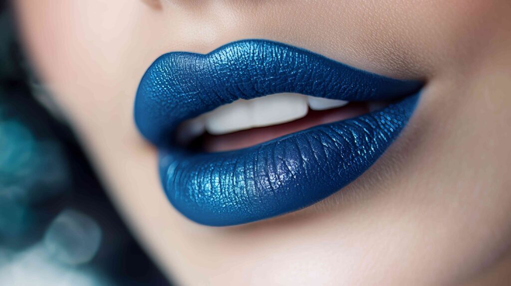 Woman wearing blue lipstick